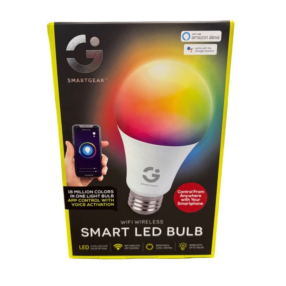 SmartGear WiFi Wireless Smart LED Bulb 16 Million Color Alexa Google STG-6582-KB